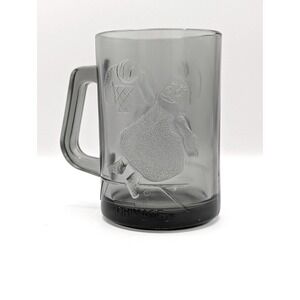 Vintage 1970s McDonald's Smoked Gray Glass Mug Ronald McDonald Football